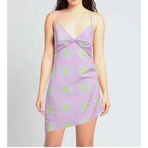 Maisie Wilen Dress Mini Pink Medium Dots Spaghetti Straps Ruched